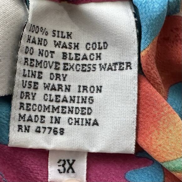 Vtg 80's Galinda Wang Floral Vacation Blouse and Skirt Set 100% Silk Size 3X - Picture 6 of 6